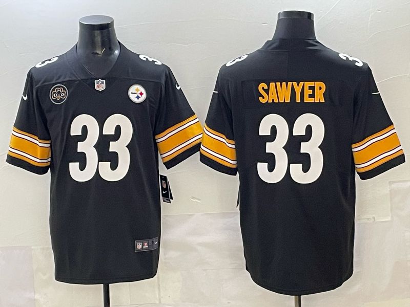 Men Pittsburgh Steelers 33 Sawyer Black Nike 2025 Limited NFL Jersey style 03